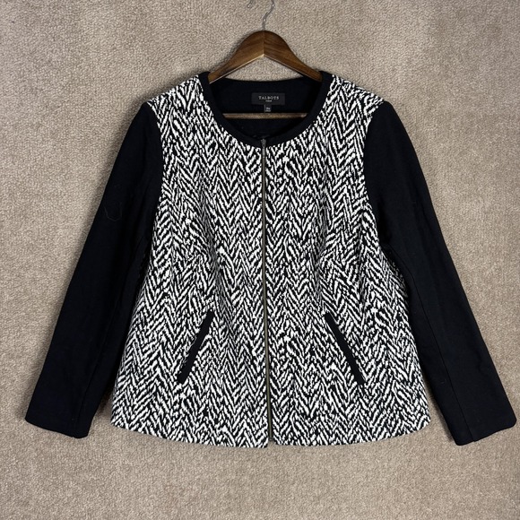 Talbots Jackets & Blazers - Talbots Jacket Womens 14W Zip Front Textured‎ Knit Pockets Classic Knitwear